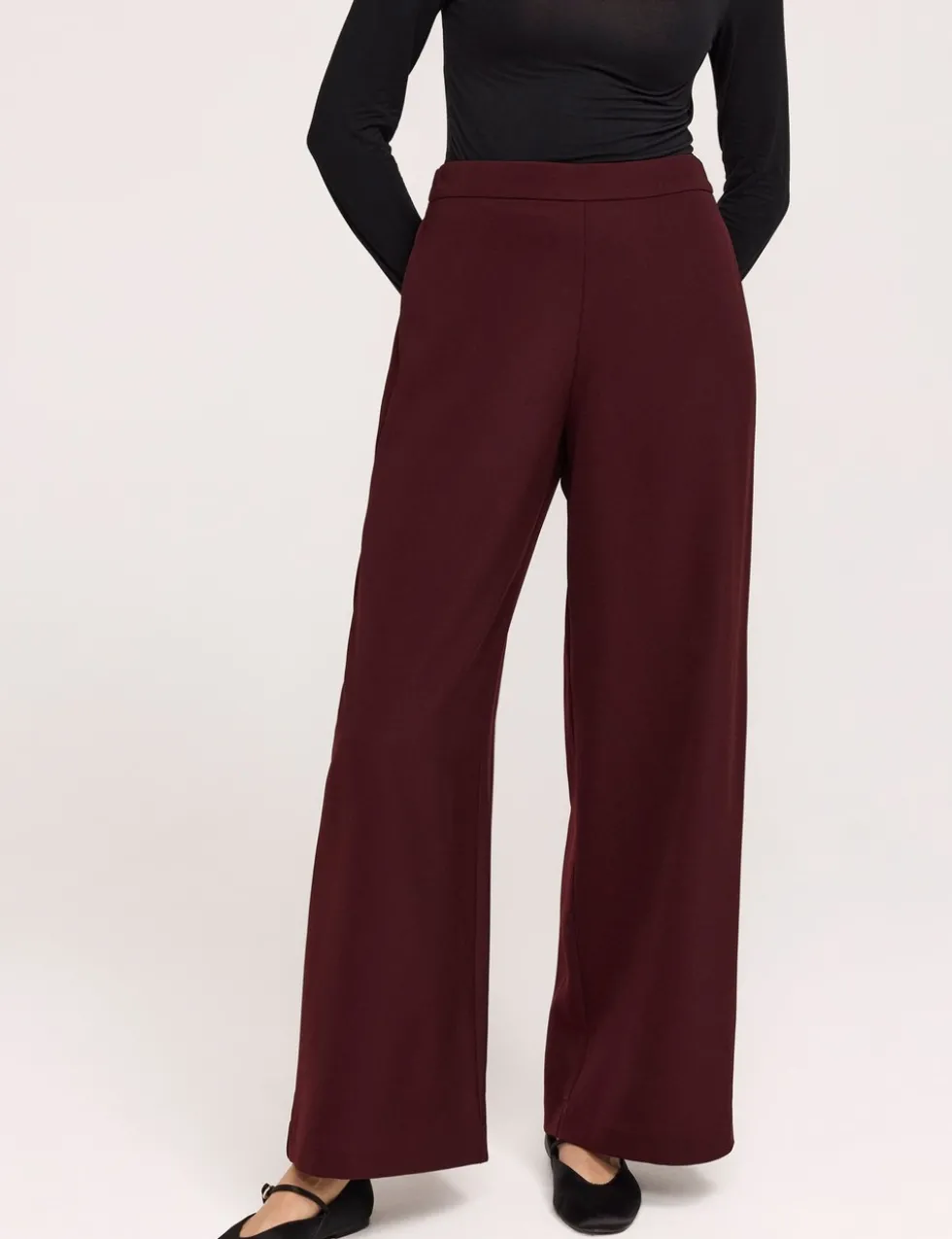 Twill Elasticated Waist Wide Leg Trousers