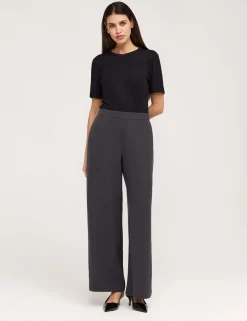 Twill Elasticated Waist Wide Leg Trousers