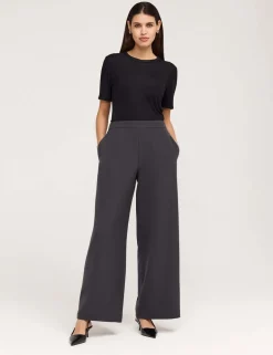 Twill Elasticated Waist Wide Leg Trousers