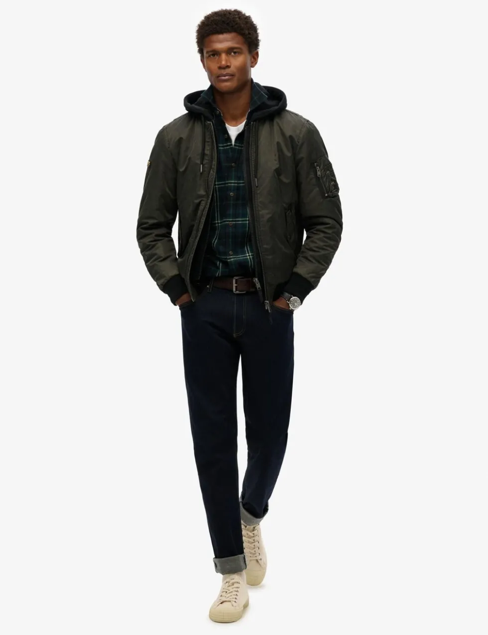 Twill Hooded Bomber Jacket