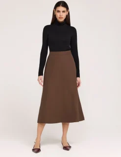 Twill Midi A-Line Skirt