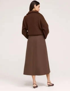 Twill Midi A-Line Skirt