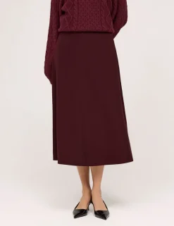 Twill Midi A-Line Skirt