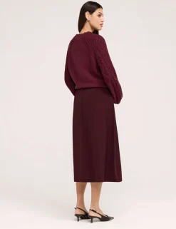 Twill Midi A-Line Skirt