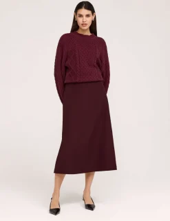 Twill Midi A-Line Skirt