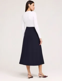Twill Midi A-Line Skirt