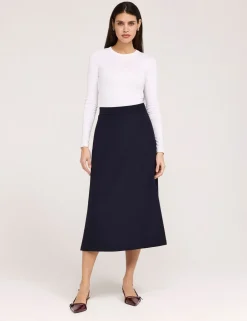 Twill Midi A-Line Skirt
