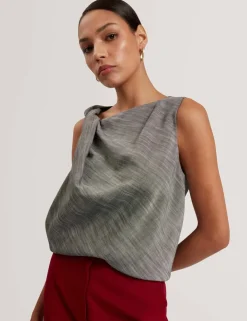 Twist Detail Cowl Neck Top