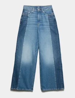 Two Toned Slouchy Wide Leg Jeans