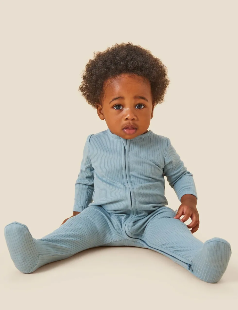 Two-Way Zip Ribbed Sleepsuit with Cotton (0-24 Mths)