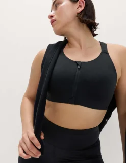Ultimate Support Zip Up Non Wired Sports Bra (A-GG)