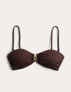 U-Notch Textured Bandeau Bikini Top