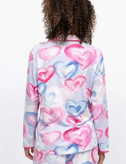 Valentines Cotton Modal Heart Print Revere Pyjama Top
