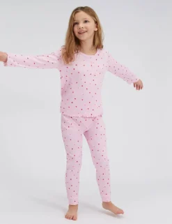 Valentines Ribbed Heart Print Pyjamas (2-12 Yrs)