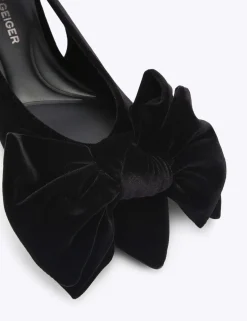 Velvet Bow Flat Pointed Mules
