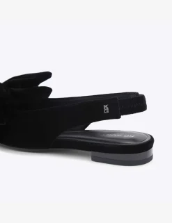 Velvet Bow Flat Pointed Mules