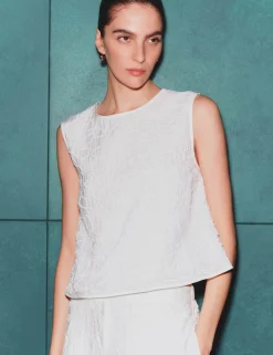 Viscose Rich Embroidered Shell Top
