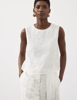 Viscose Rich Embroidered Shell Top