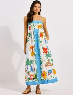 Viva Vacation Linen Rich Printed Maxi Dress