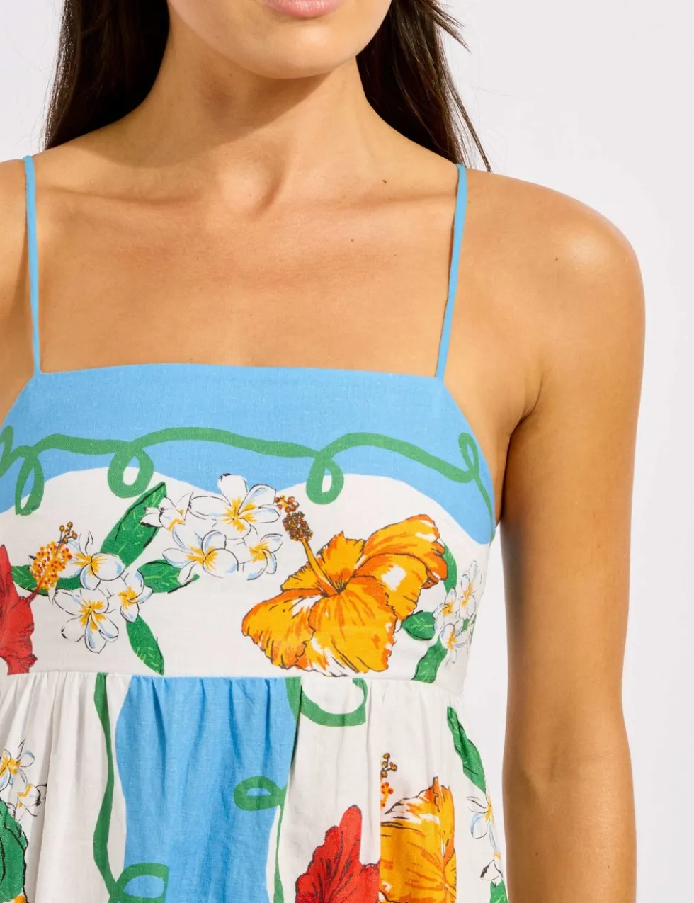 Viva Vacation Linen Rich Printed Maxi Dress