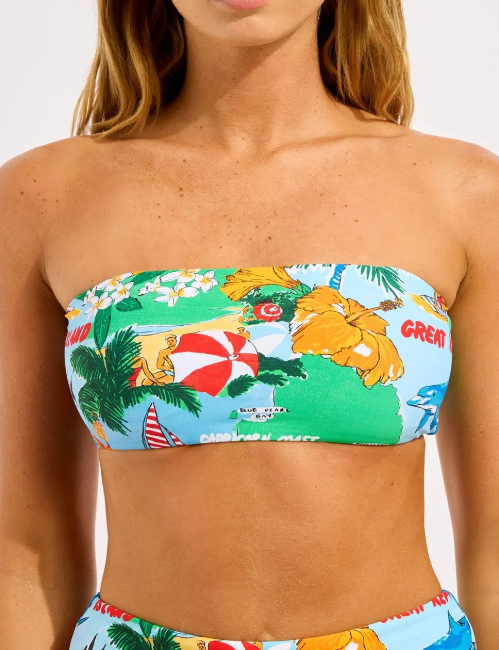 Viva Vacation Printed Bandeau Bikini Top