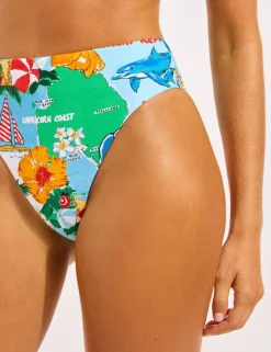 Viva Vacation Printed High Waisted High-Leg Bikini Bottoms'