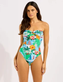 Viva Vacation Ring Detail Padded Non-Wired Bandeau Swimsuit