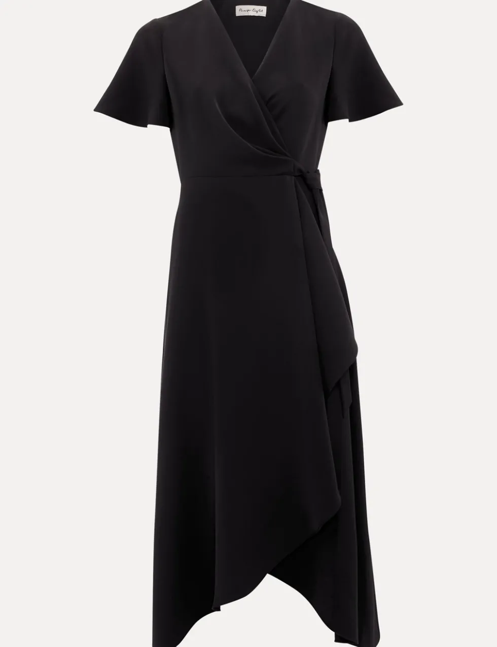 V-Neck Angel Sleeve Midi Wrap Dress