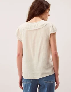 V-Neck Blouse with Linen