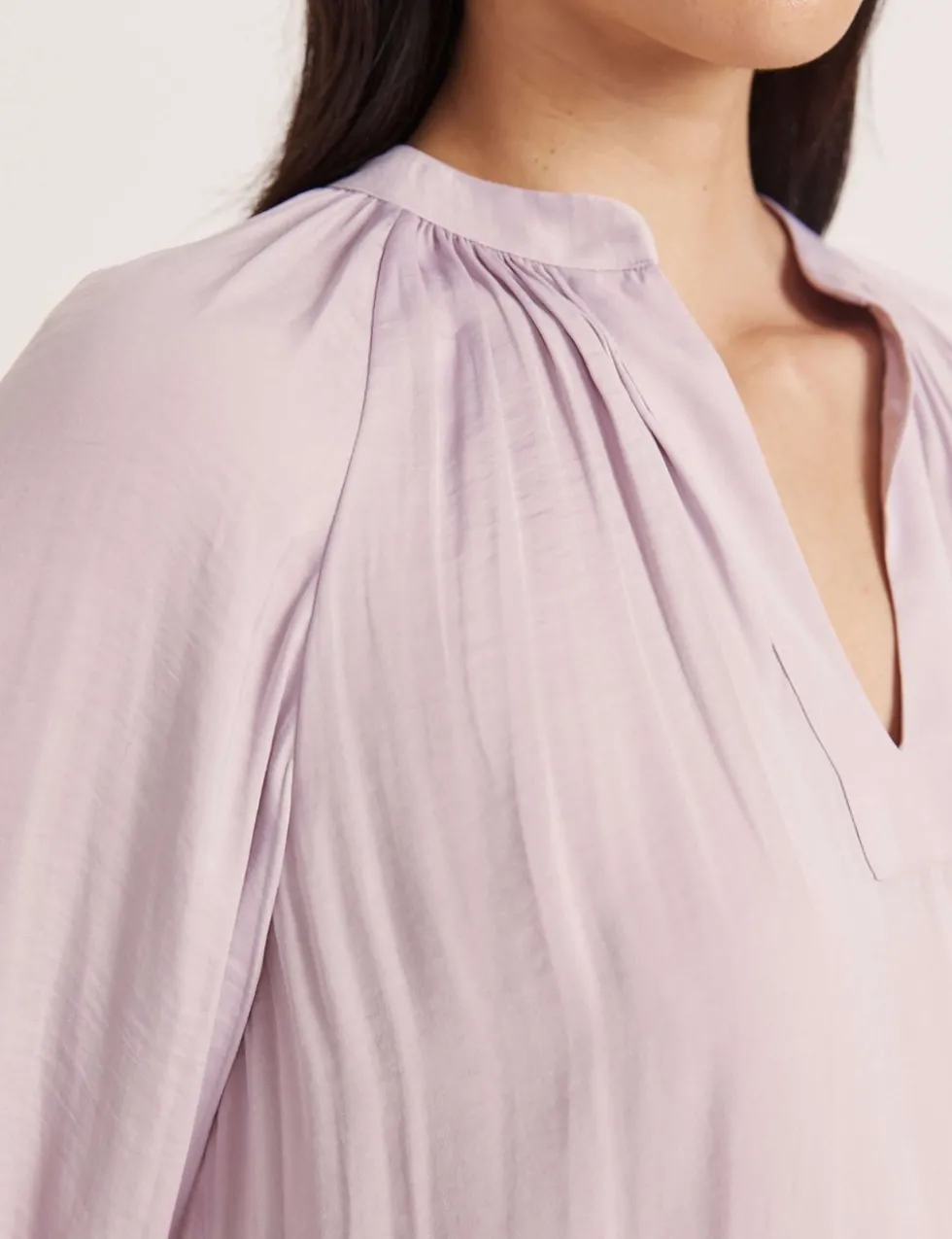 V-Neck Blouson Sleeve Blouse