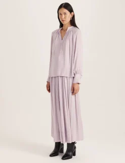 V-Neck Blouson Sleeve Blouse