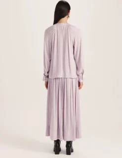 V-Neck Blouson Sleeve Blouse