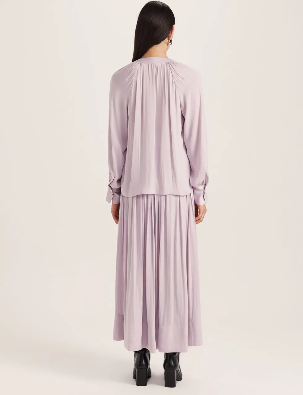 V-Neck Blouson Sleeve Blouse