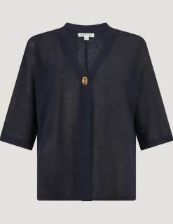V-Neck Button Detail Short Sleeve Cardigan