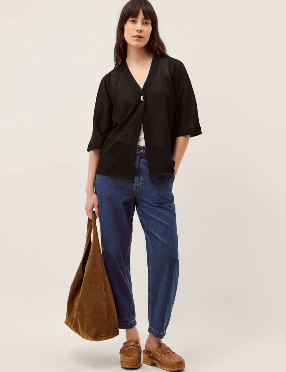 V-Neck Button Detail Short Sleeve Cardigan