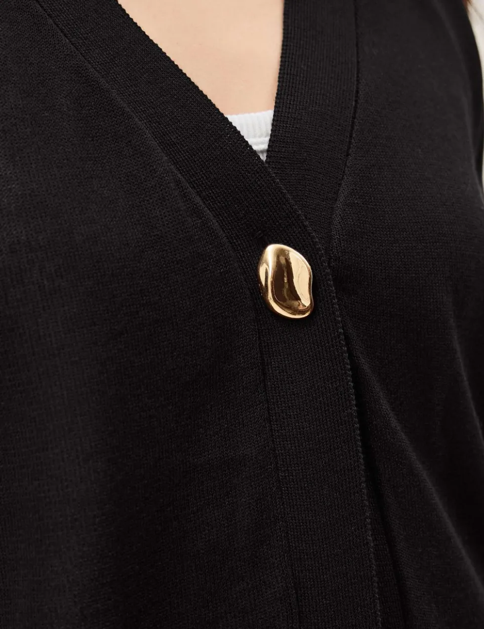 V-Neck Button Detail Short Sleeve Cardigan