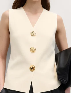 V-Neck Button Front Knitted Waistcoat