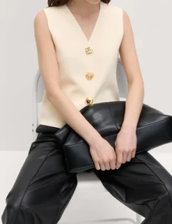V-Neck Button Front Knitted Waistcoat