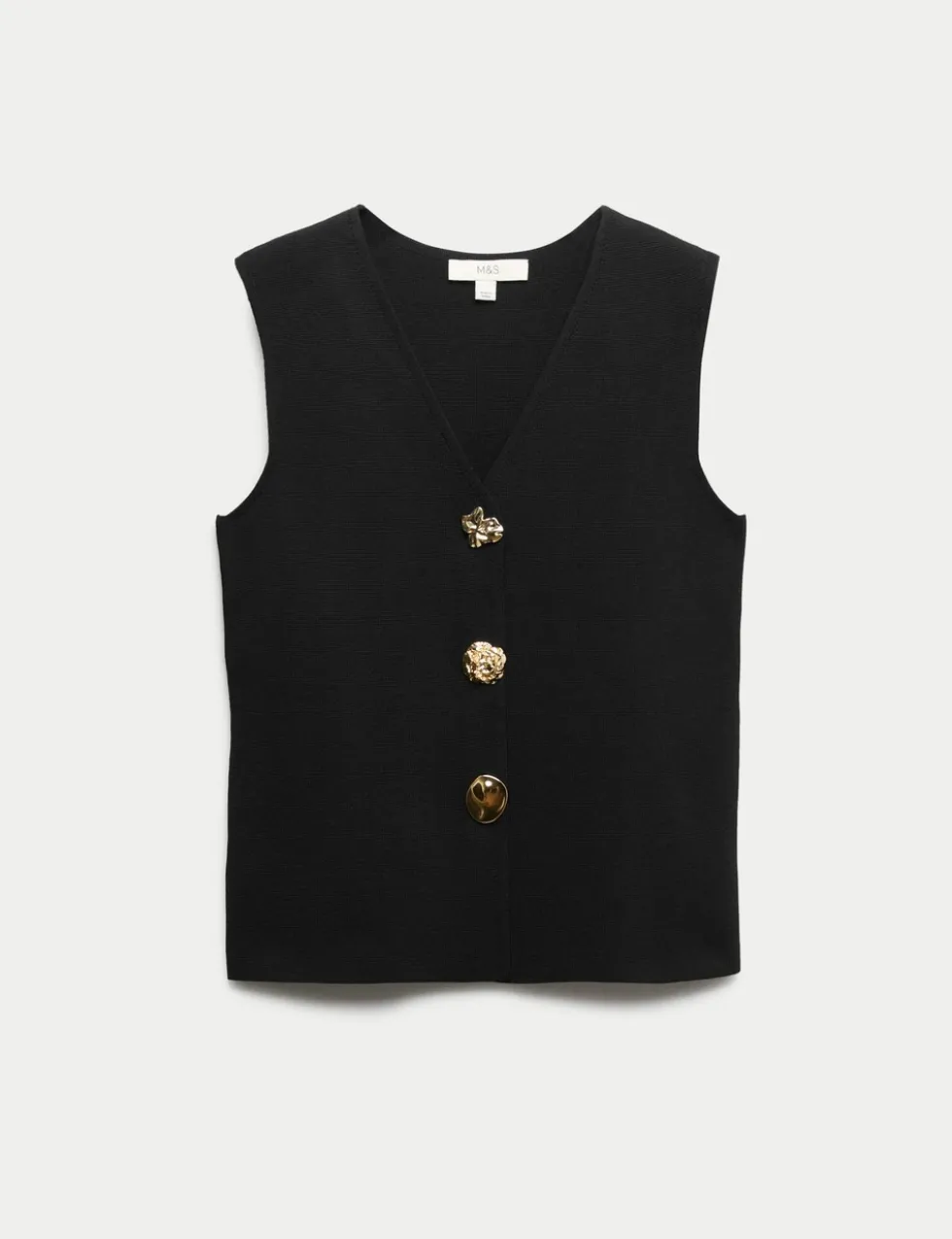 V-Neck Button Front Knitted Waistcoat