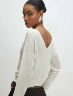 V-Neck Button Through Cardigan with Linen
