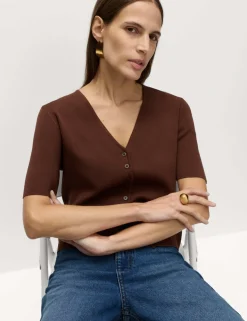 V-Neck Button Through Slim Fit Cardigan