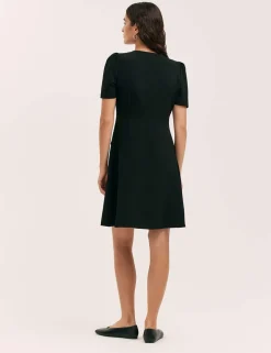 V-Neck Button Through Tailored Dress