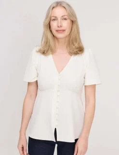 V-Neck Button-Through Top