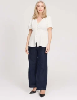 V-Neck Button-Through Top