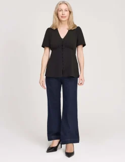 V-Neck Button-Through Top