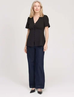 V-Neck Button-Through Top