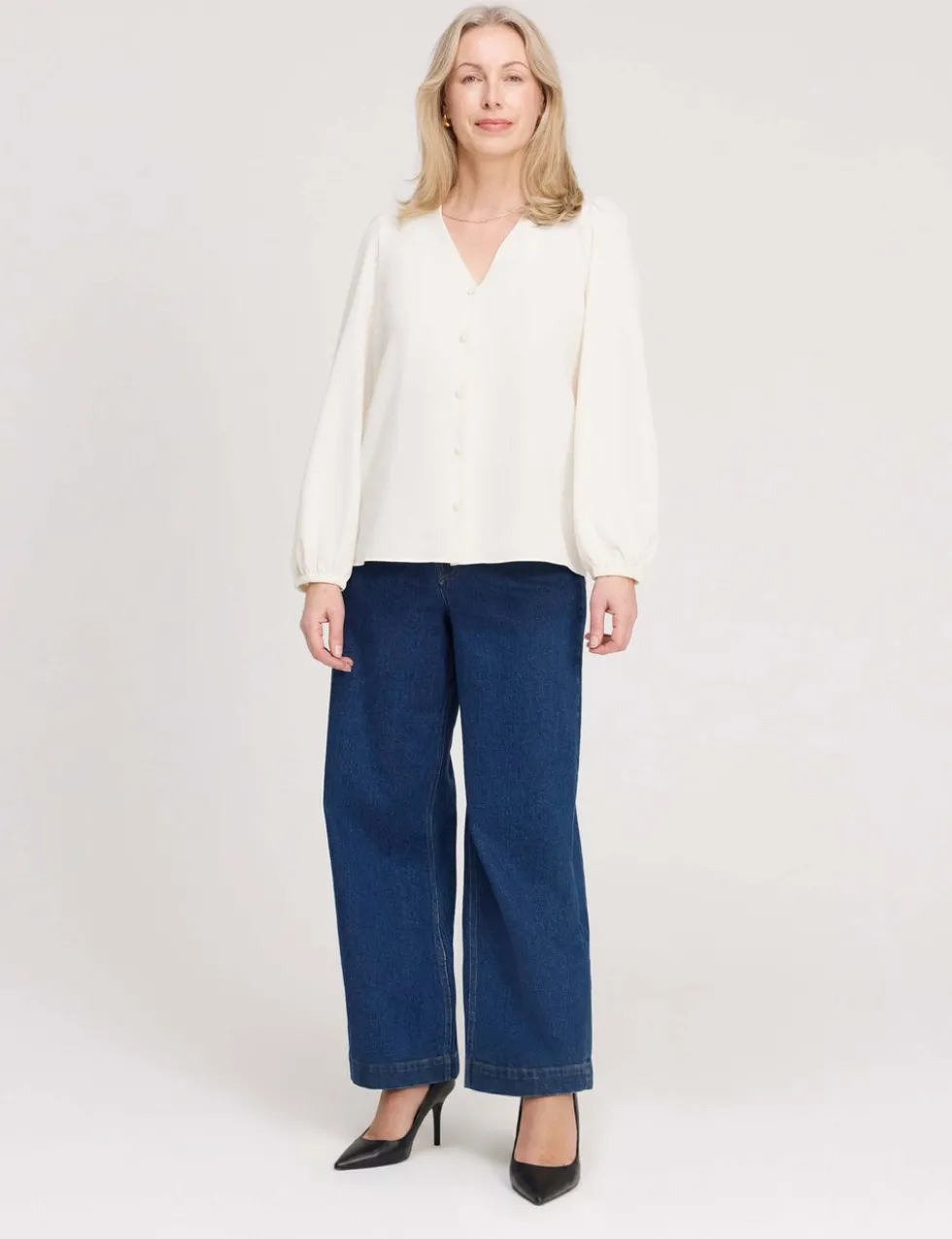 V-Neck Button-Through Top