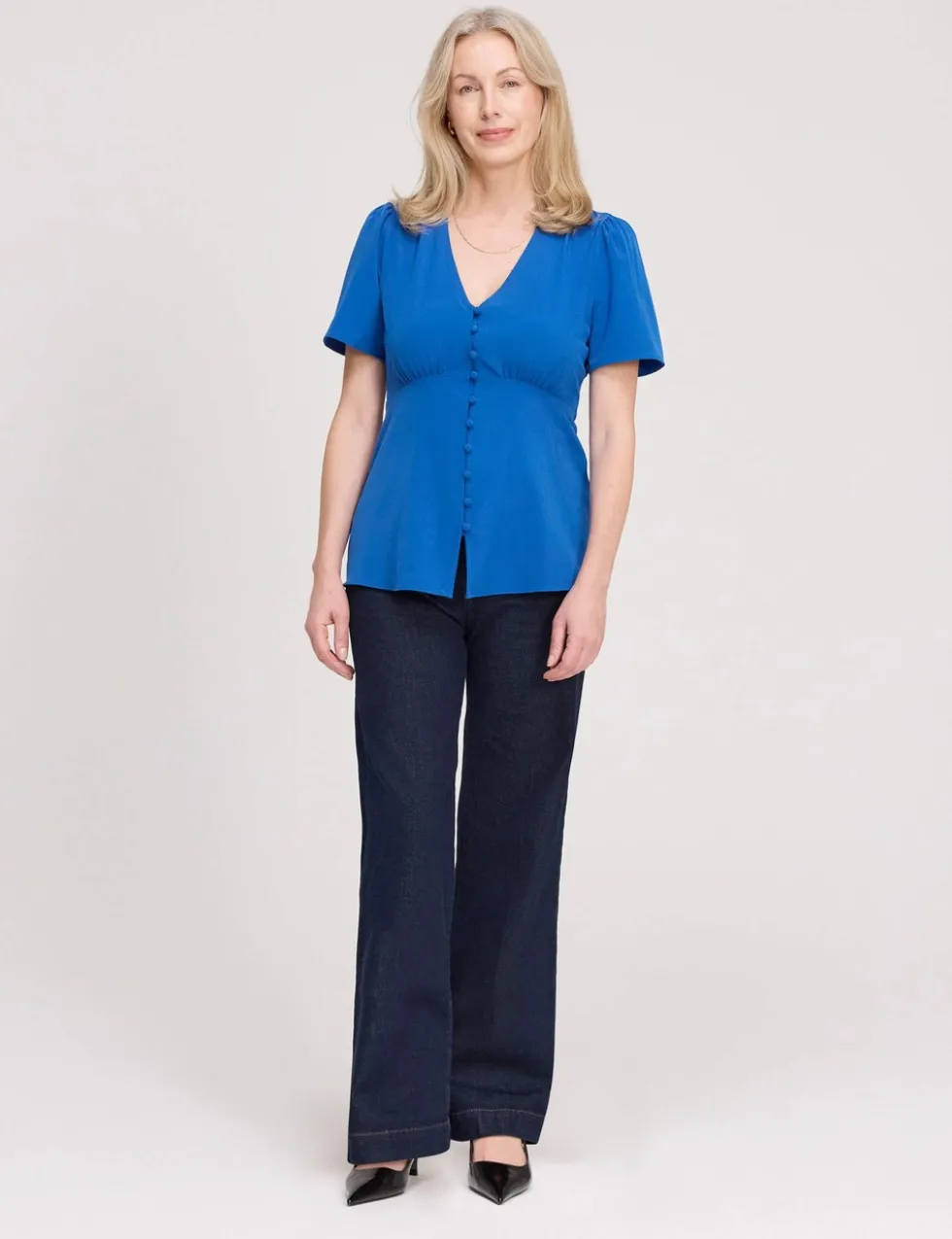 V-Neck Button-Through Top