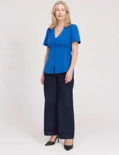 V-Neck Button-Through Top