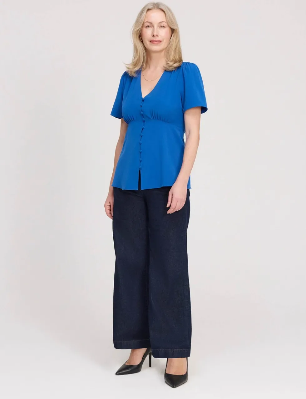 V-Neck Button-Through Top